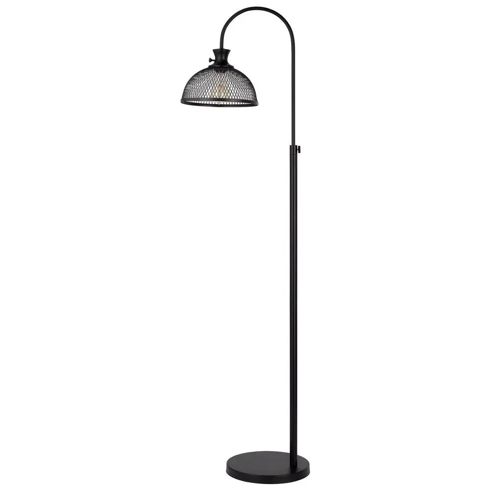 61" Black Adjustable Traditional Shaped Floor Lamp With Bronze Dome Shade HomeRoots