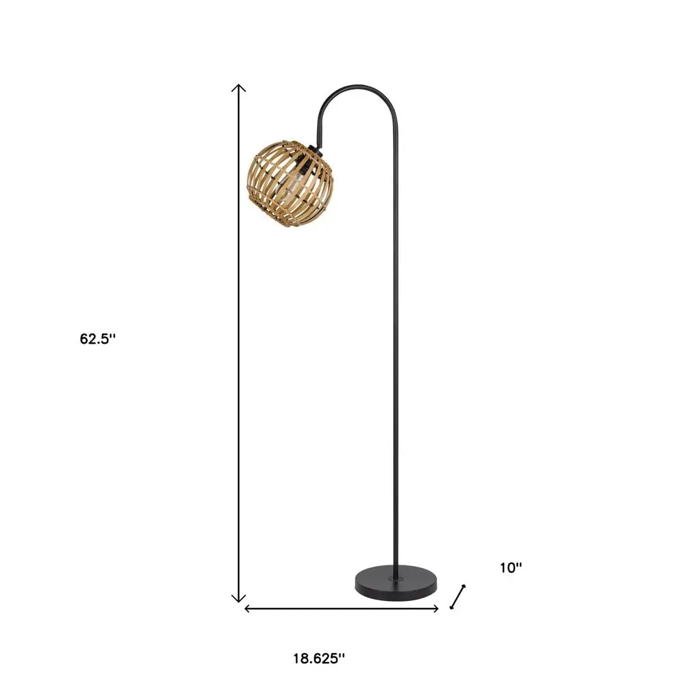 63" Black Traditional Shaped Floor Lamp With Brown Globe Shade HomeRoots