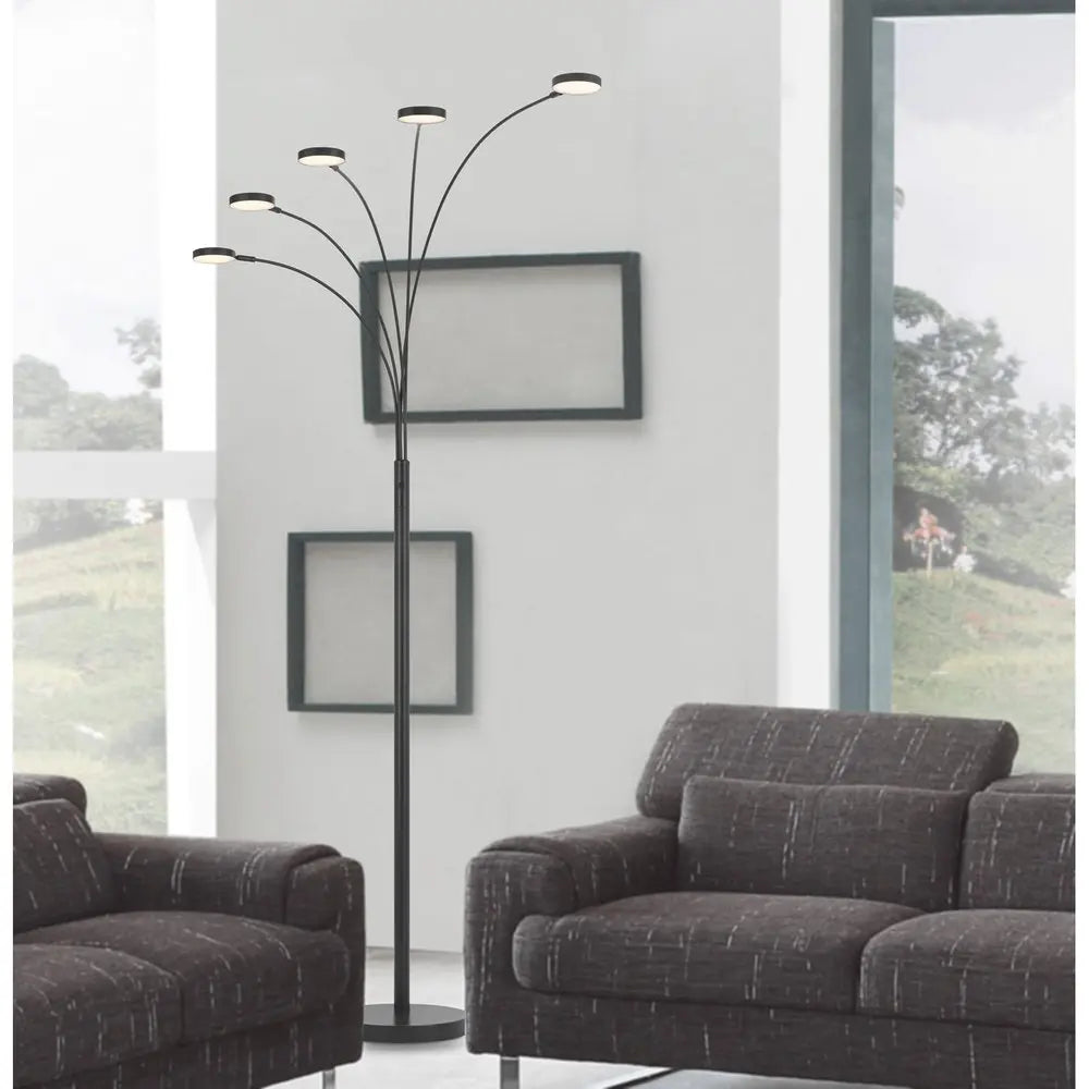 82" Bronze Five Light Led Arc Floor Lamp HomeRoots