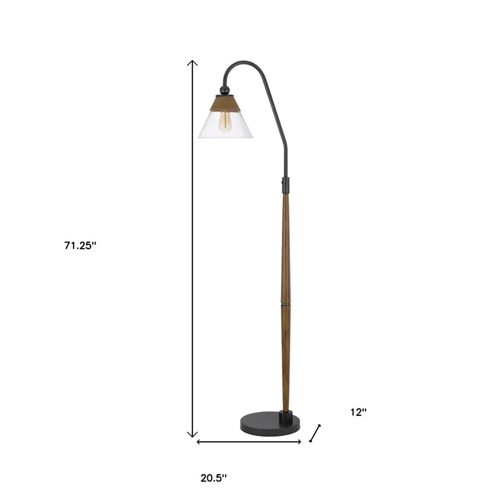 71" Brown Traditional Shaped Floor Lamp With Clear Transparent Glass Empire Shade HomeRoots