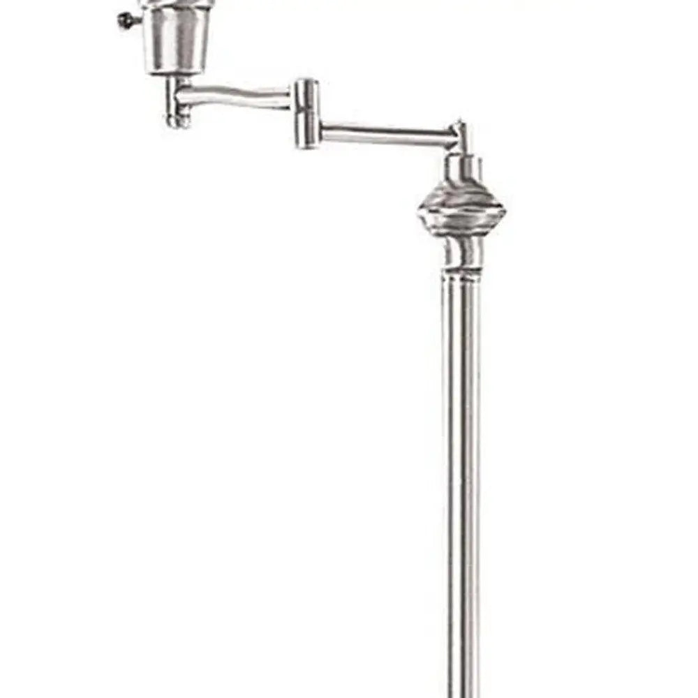 59" Nickel Swing Arm Floor Lamp With Beige Fabric Empire Shade HomeRoots