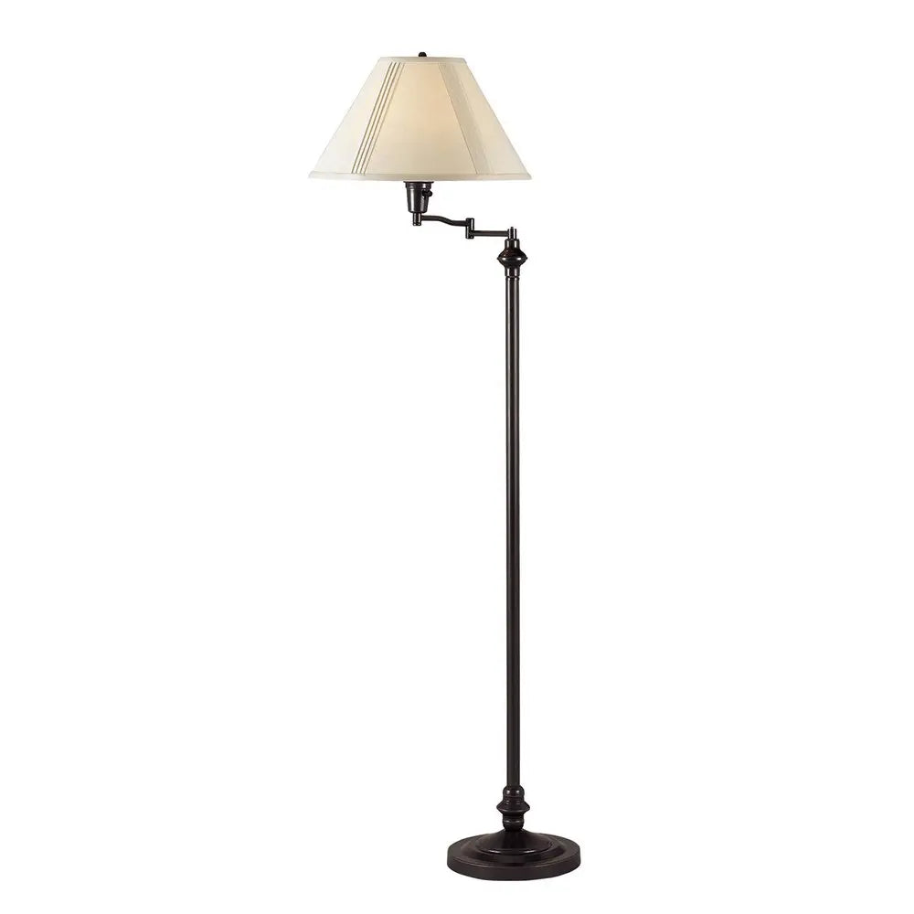 59" Bronze Swing Arm Floor Lamp With Beige Empire Shade HomeRoots