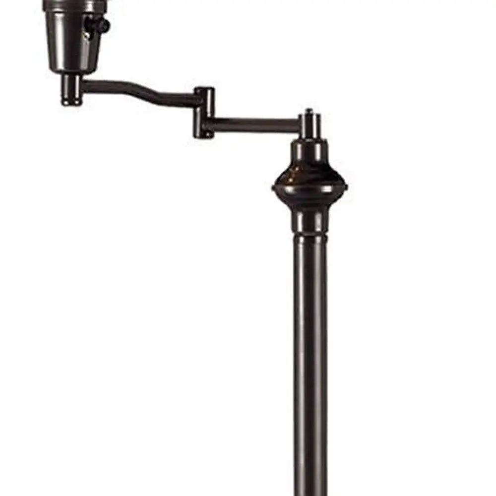 59" Bronze Swing Arm Floor Lamp With Beige Empire Shade HomeRoots