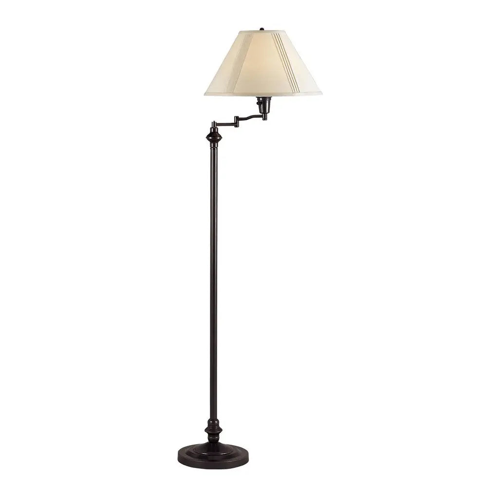 59" Bronze Swing Arm Floor Lamp With Beige Empire Shade HomeRoots