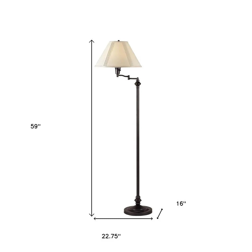 59" Bronze Swing Arm Floor Lamp With Beige Empire Shade HomeRoots