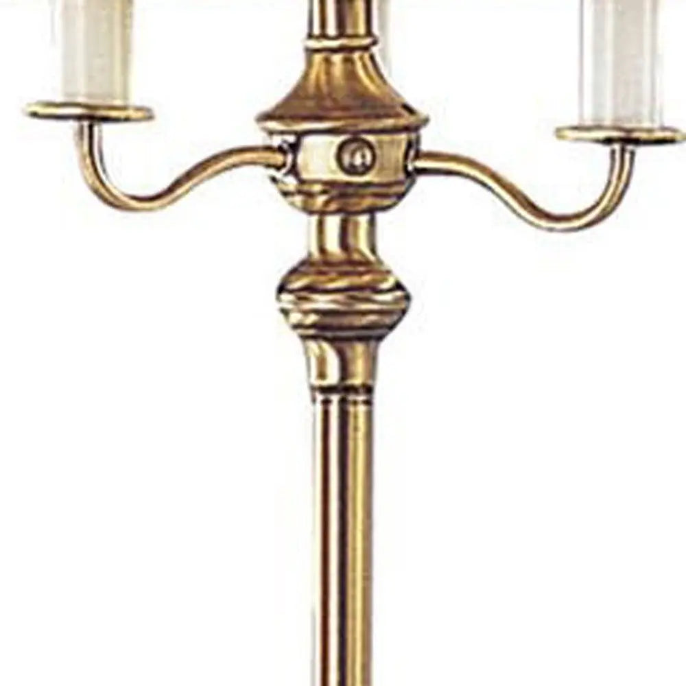 60" Bronze Four Light Traditional Shaped Floor Lamp With Beige Square Shade HomeRoots