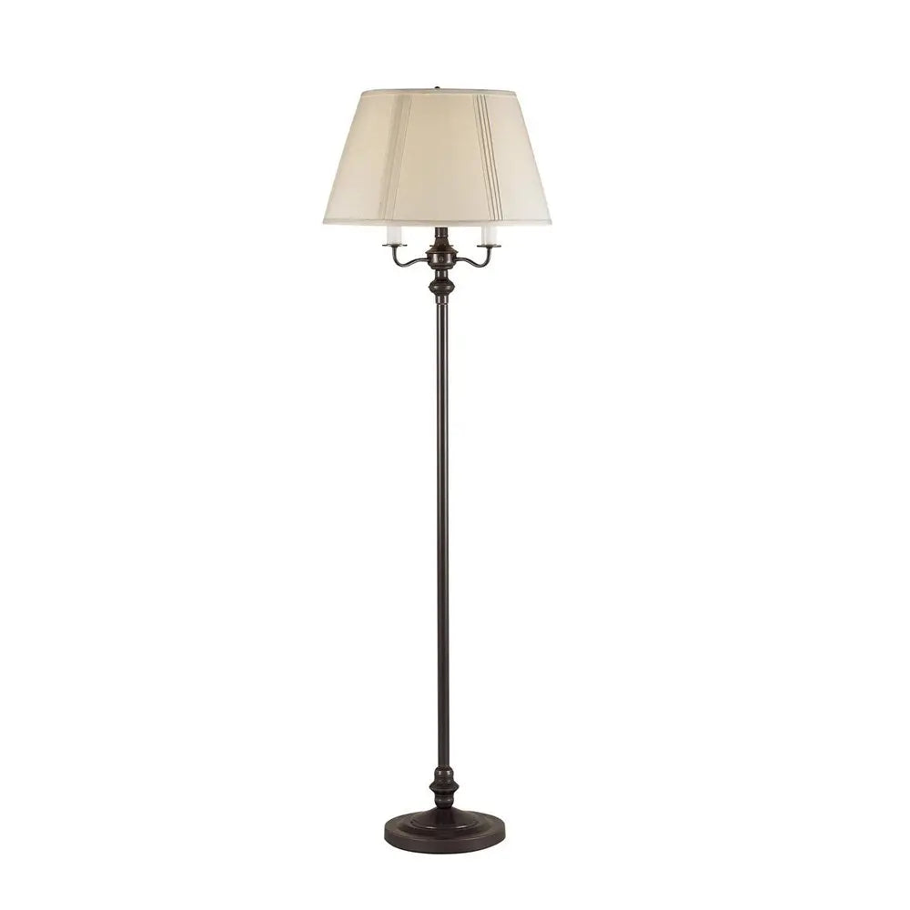 60" Bronze Metal Four Light Floor Lamp With Beige Fabric Square Shade HomeRoots