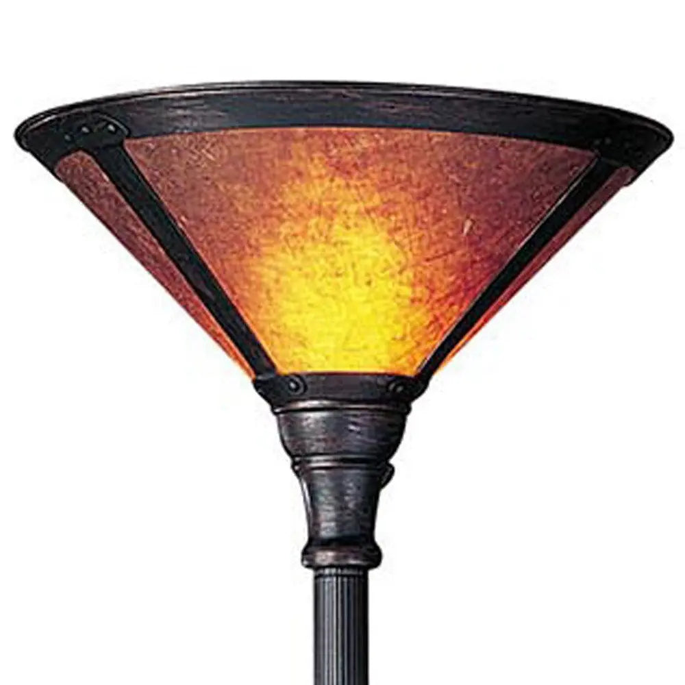 71" Rusted Torchiere Floor Lamp With Brown Dome Shade HomeRoots