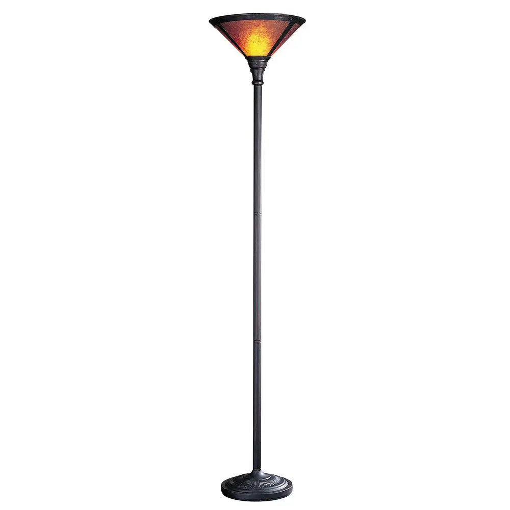 71" Rusted Torchiere Floor Lamp With Brown Dome Shade HomeRoots