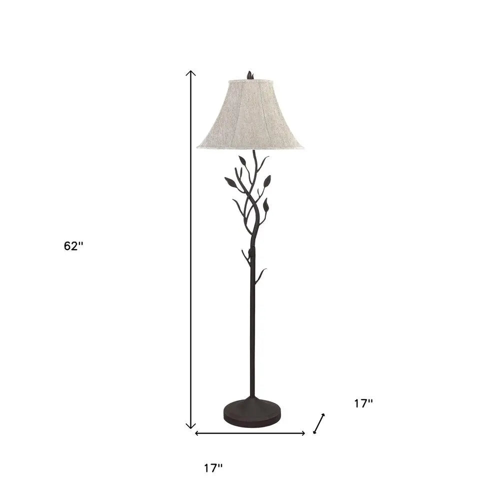 62" Grey Traditional Shaped Floor Lamp With Brown Bell Shade HomeRoots