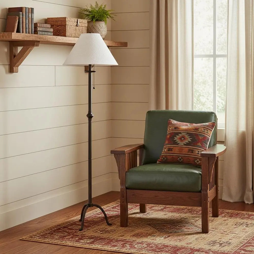 57" Black Traditional Shaped Floor Lamp With White Empire Shade HomeRoots