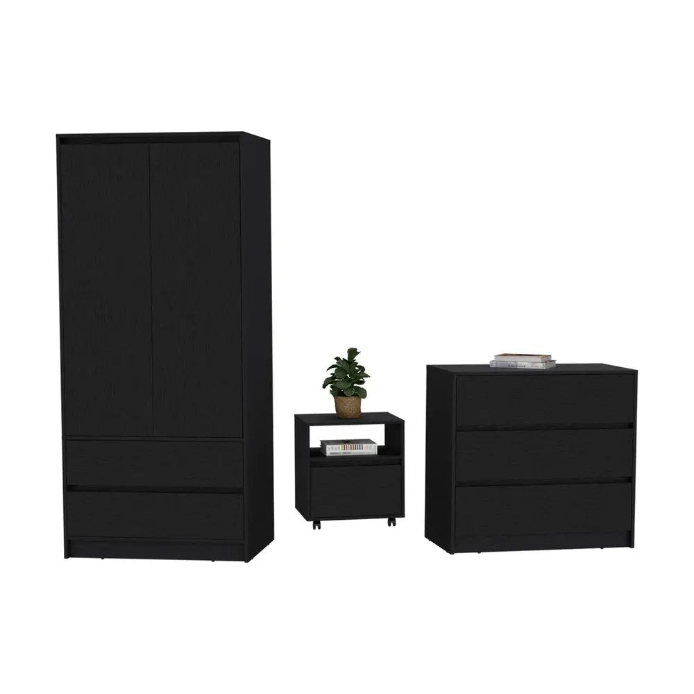 Three Piece Black Bedroom Set HomeRoots