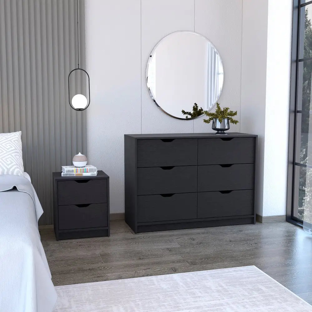 Two Piece Black Bedroom Set HomeRoots