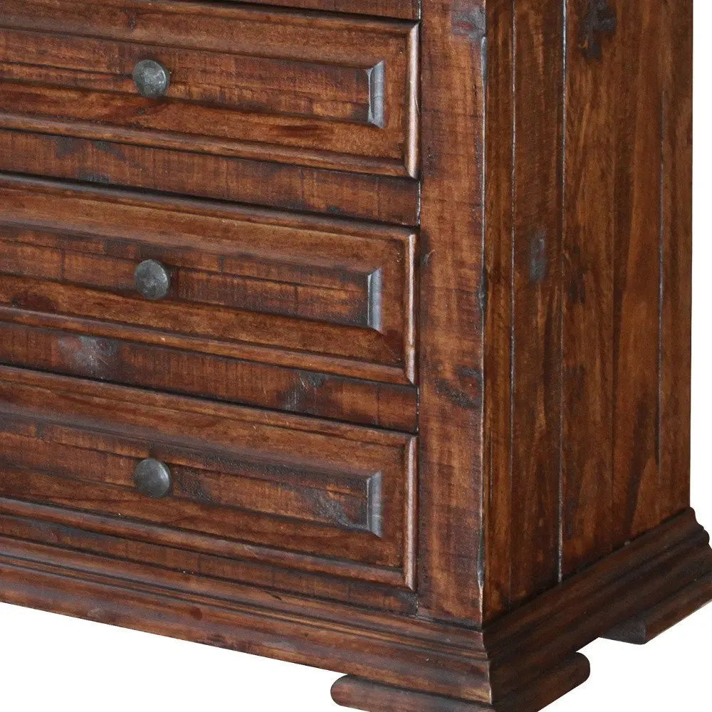 32" Brown Solid Wood Three Drawer Nightstand HomeRoots