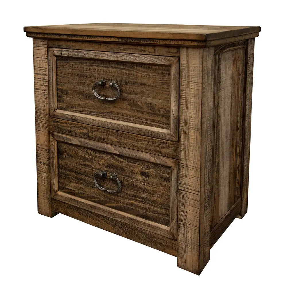 28" Wood Brown Two Drawer Nightstand HomeRoots