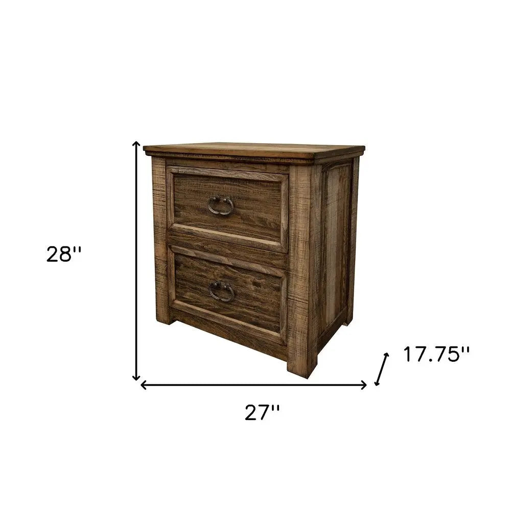 28" Wood Brown Two Drawer Nightstand HomeRoots