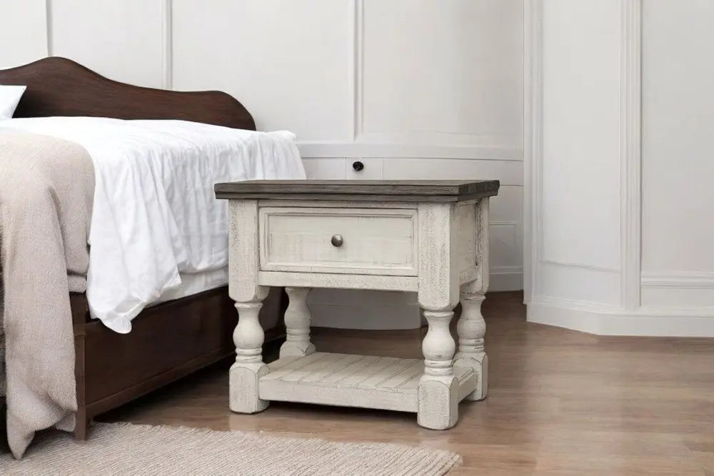 27" Ivory Solid Wood One Drawer Nightstand HomeRoots