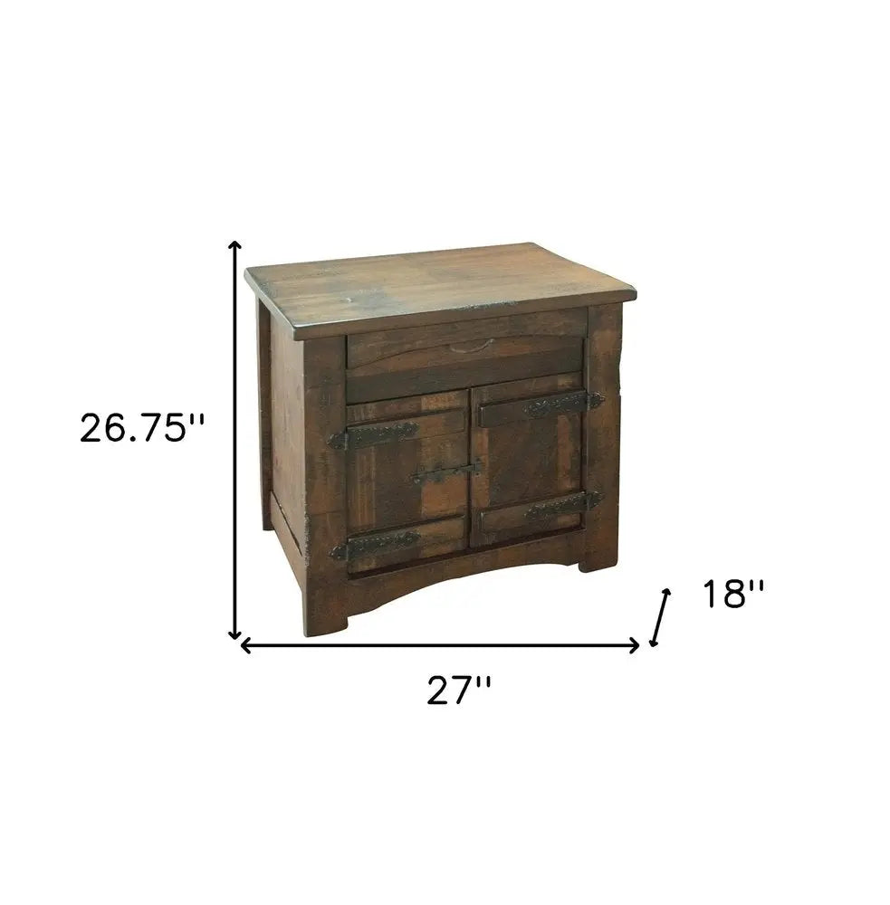 27" Brown Solid Wood One Drawer Nightstand HomeRoots