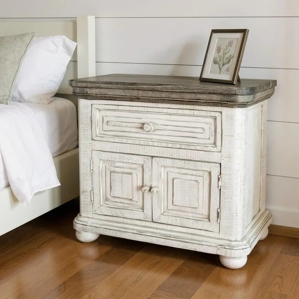 27" Ivory Solid Wood One Drawer Nightstand HomeRoots