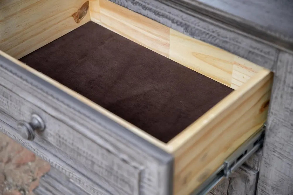 32" Gray Solid Wood Three Drawer Nightstand HomeRoots