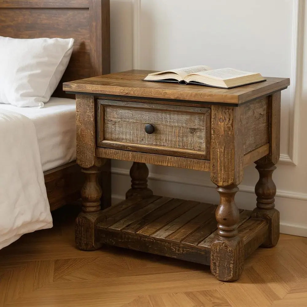 27" Brown Solid Wood One Drawer Nightstand HomeRoots