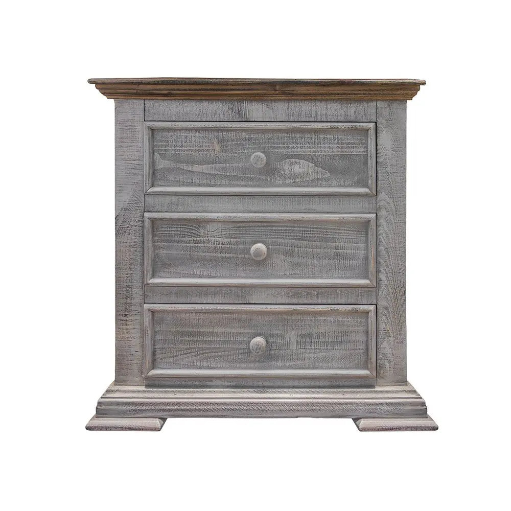 32" Gray Three Drawer Nightstand HomeRoots