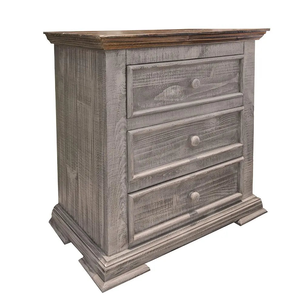 32" Gray Three Drawer Nightstand HomeRoots
