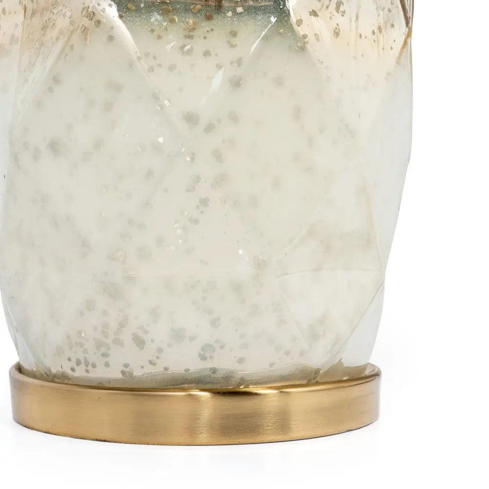 22" White and Gold Mercury Glass Table Lamp With White Cone Shade HomeRoots