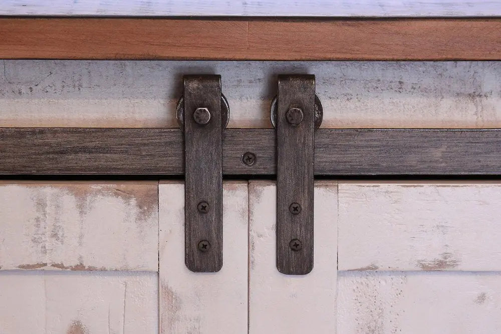 70" White Solid Wood Cabinet Enclosed Storage Distressed TV Stand HomeRoots