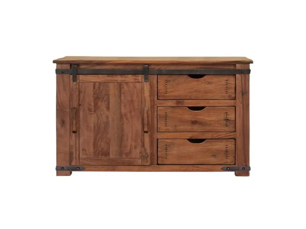 50" Brown Solid Wood Enclosed Storage Distressed TV Stand HomeRoots