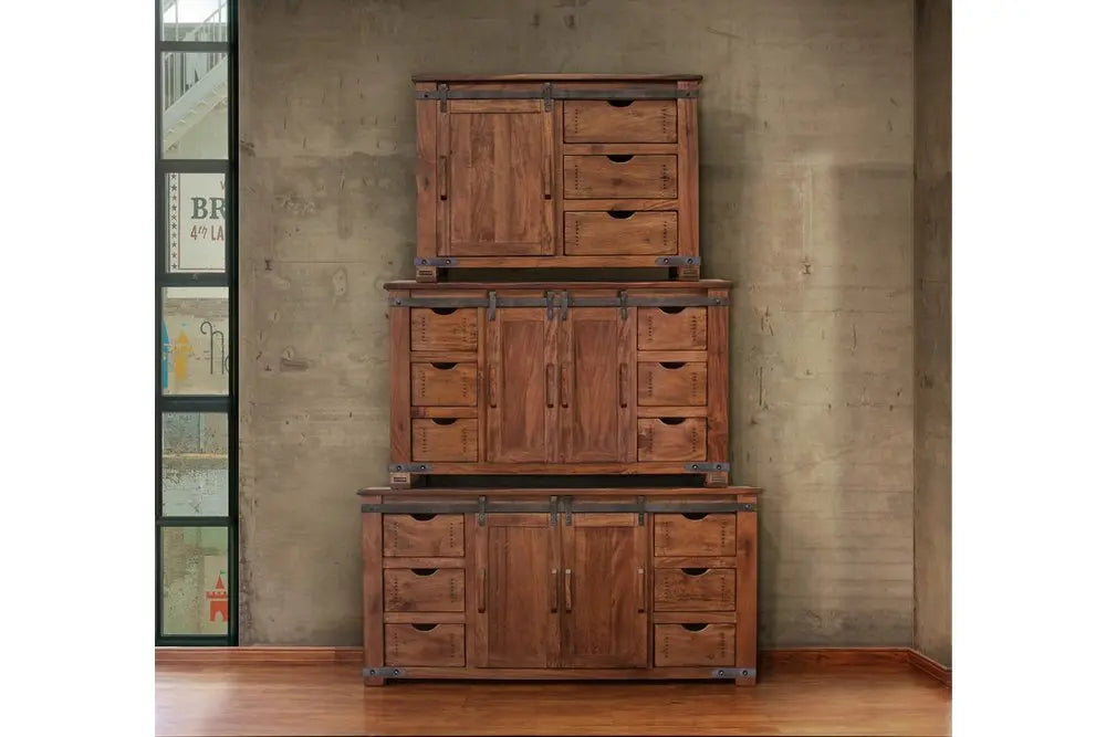 50" Brown Solid Wood Enclosed Storage Distressed TV Stand HomeRoots