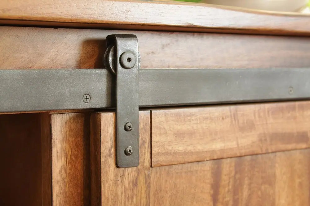 50" Brown Solid Wood Enclosed Storage Distressed TV Stand HomeRoots