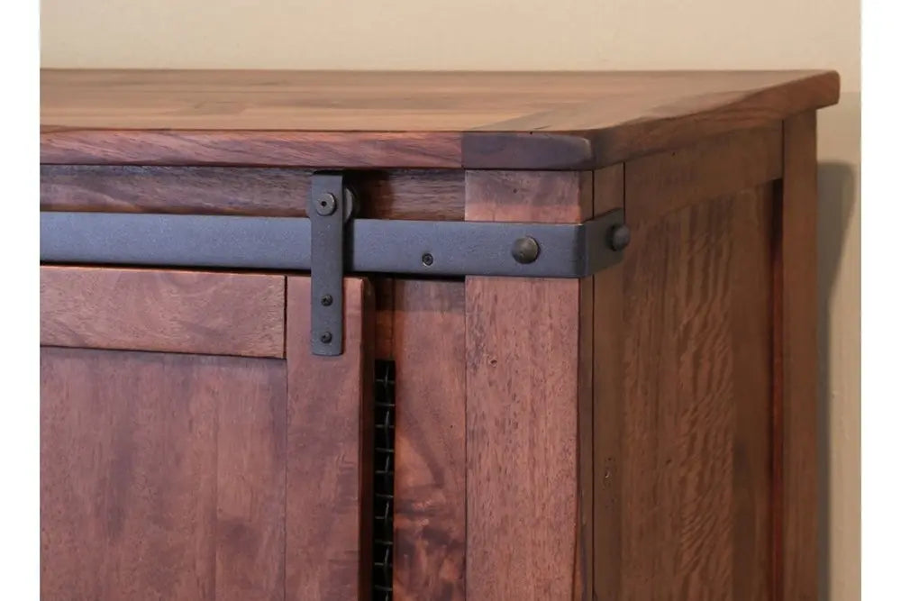 60" Brown Solid Wood Cabinet Enclosed Storage Distressed TV Stand HomeRoots