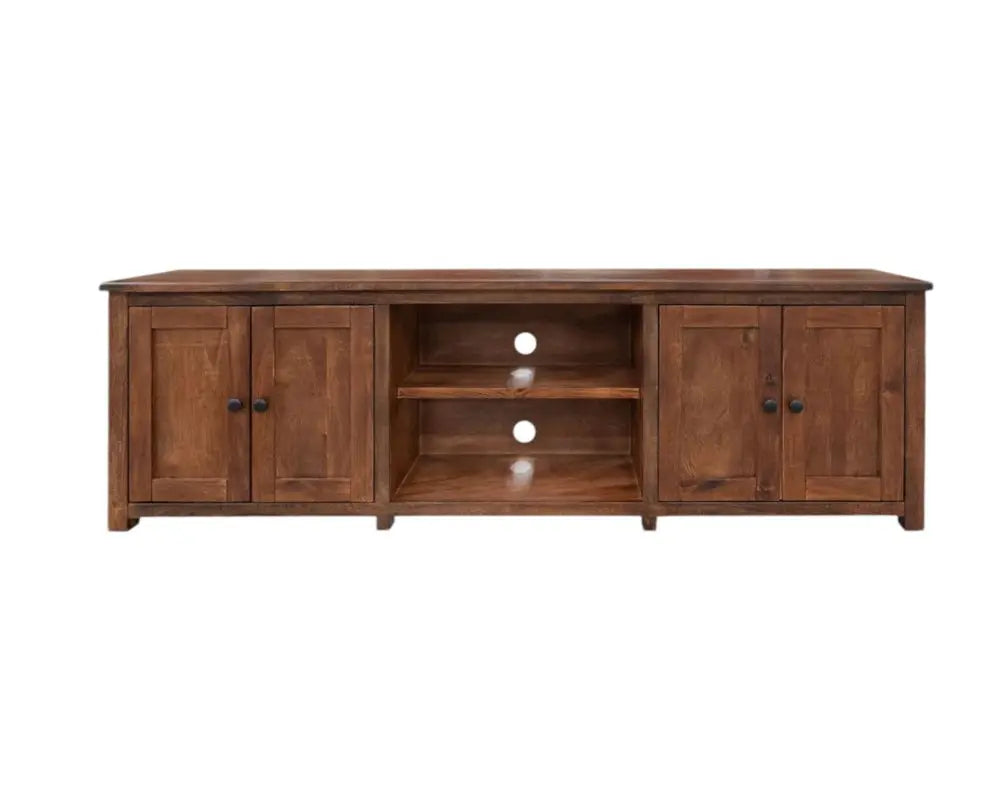 93" Brown Solid Wood Cabinet Enclosed Storage Distressed TV Stand HomeRoots