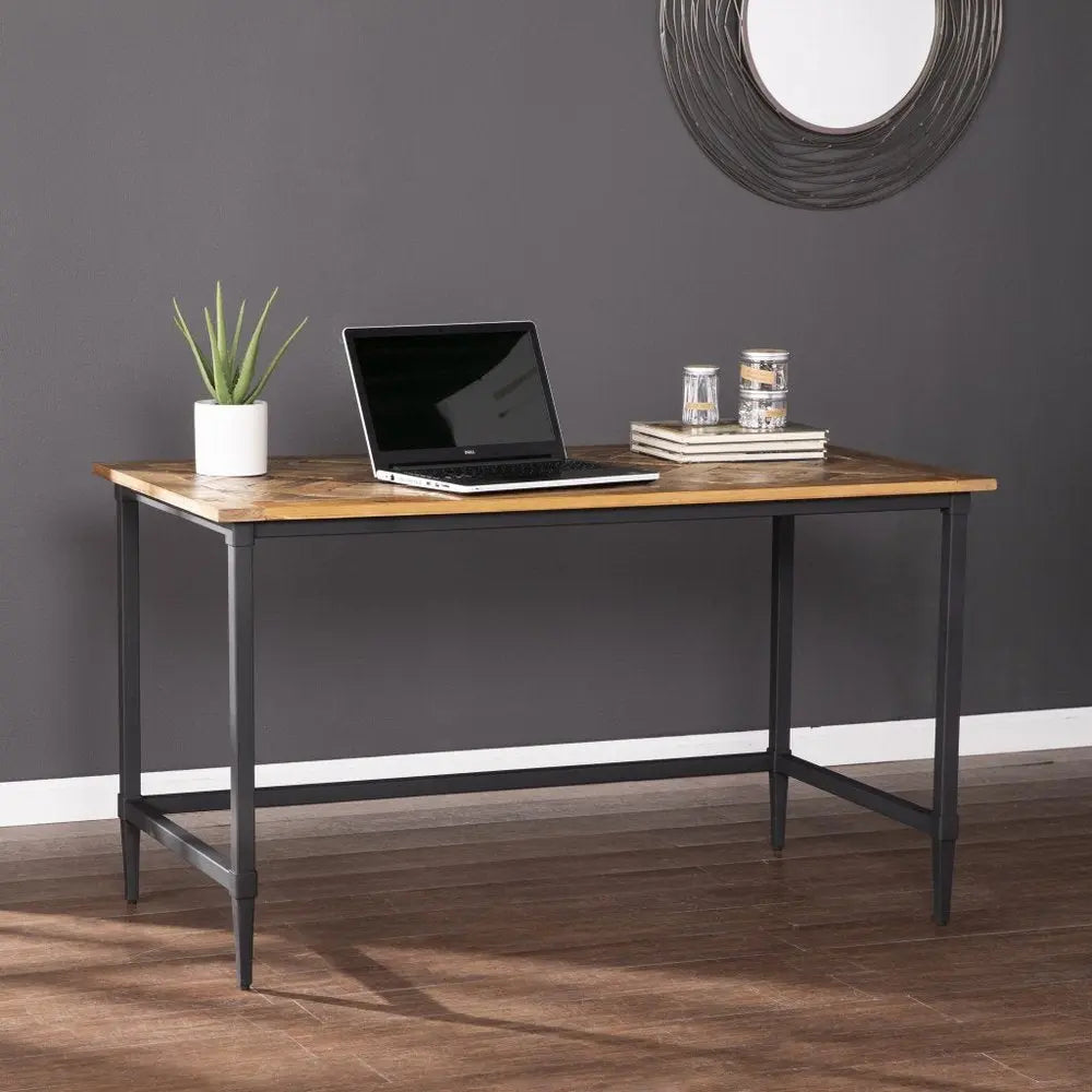 53" Natural And Black Writing Desk - NOBLE HOME INTERIORS