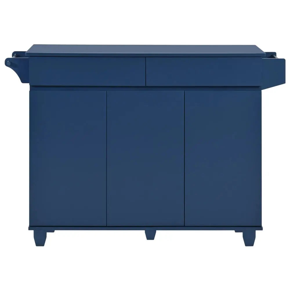 53" Navy Blue Wood Barn Door Rolling Kitchen Island - NOVA HOME FURNITURE