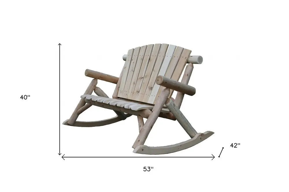 53" X 42" X 40" Natural Wood Rocking Loveseat - NOBLE HOME INTERIORS