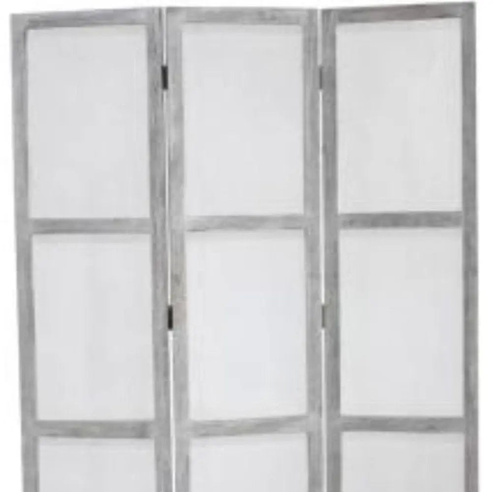 53" X 67" Gray Wood Breezer Mesh Screen - NOBLE HOME INTERIORS