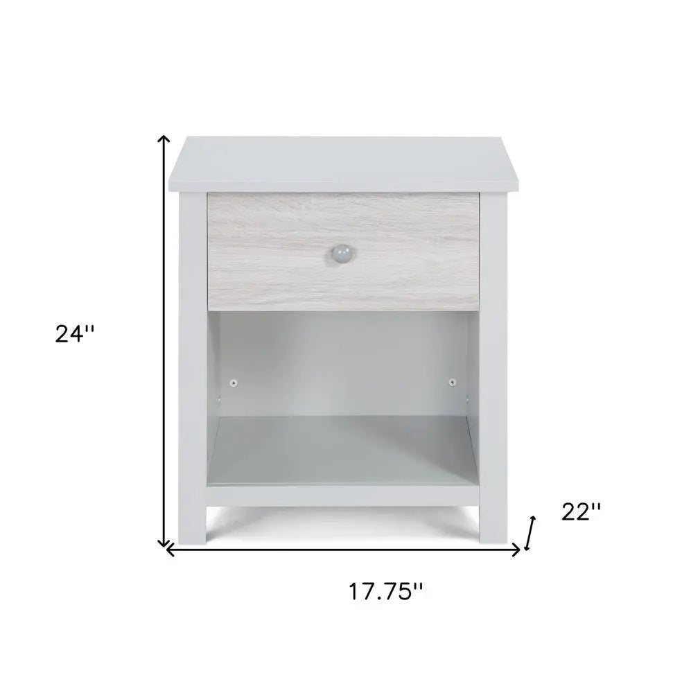 24" Gray Solid Wood and Wood One Drawer Nightstand HomeRoots
