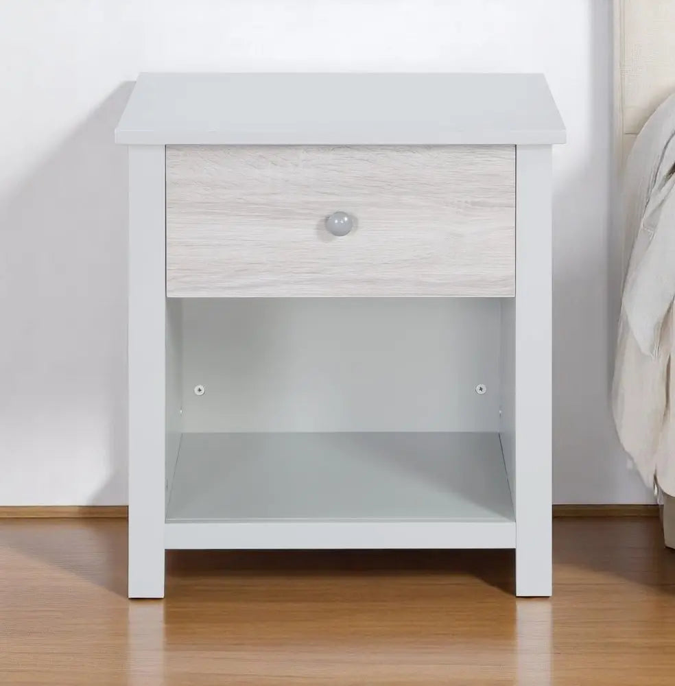 24" Gray Solid Wood and Wood One Drawer Nightstand HomeRoots