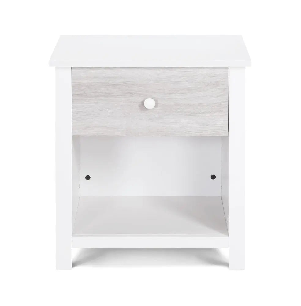 24" White Solid Manufactured Wood and Wood One Drawer Nightstand HomeRoots