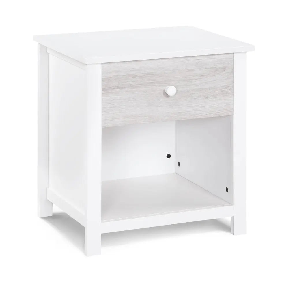 24" White Solid Manufactured Wood and Wood One Drawer Nightstand HomeRoots