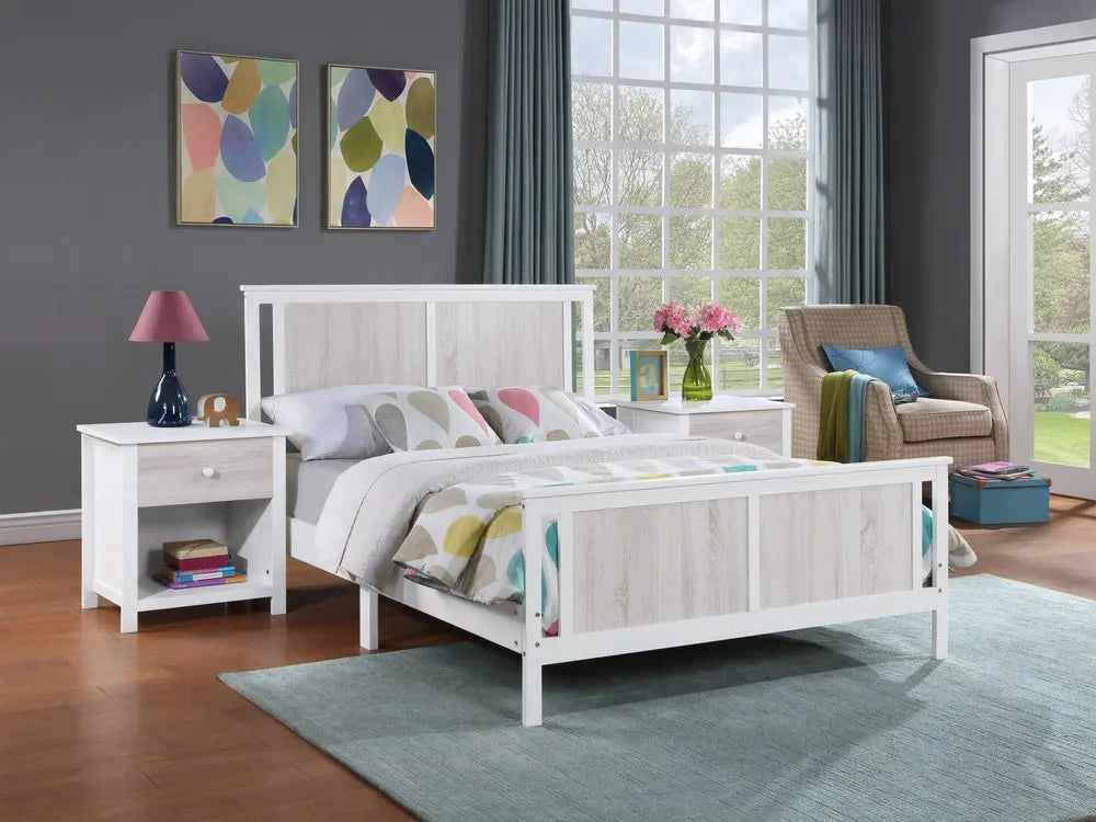 24" White Solid Manufactured Wood and Wood One Drawer Nightstand HomeRoots