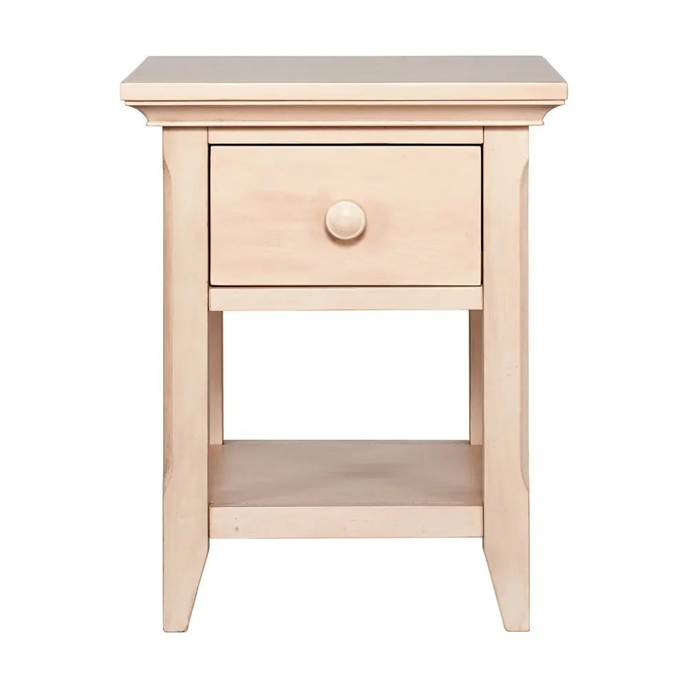 24" Sand Solid Wood Solid and Manufactured Wood One Drawer Nightstand HomeRoots