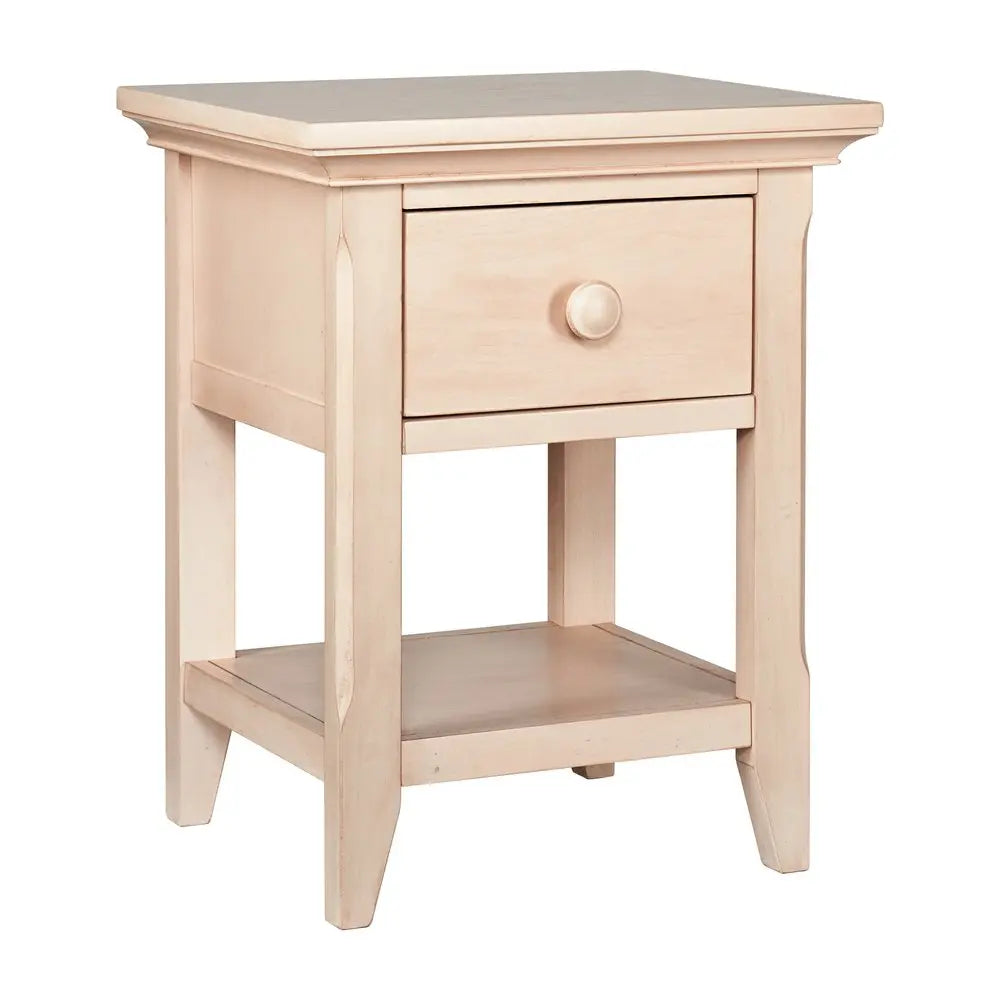 24" Sand Solid Wood Solid and Manufactured Wood One Drawer Nightstand HomeRoots