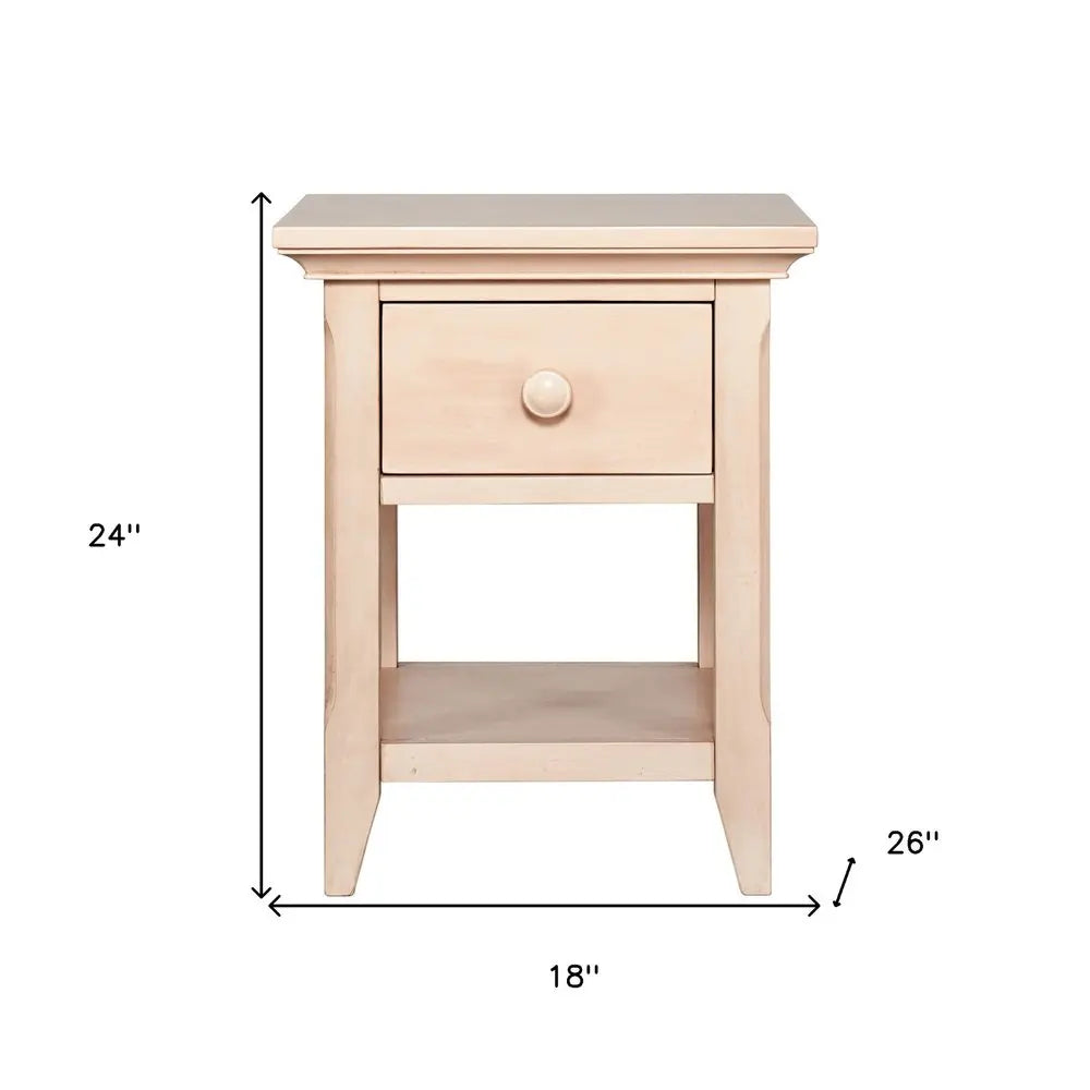 24" Sand Solid Wood Solid and Manufactured Wood One Drawer Nightstand HomeRoots