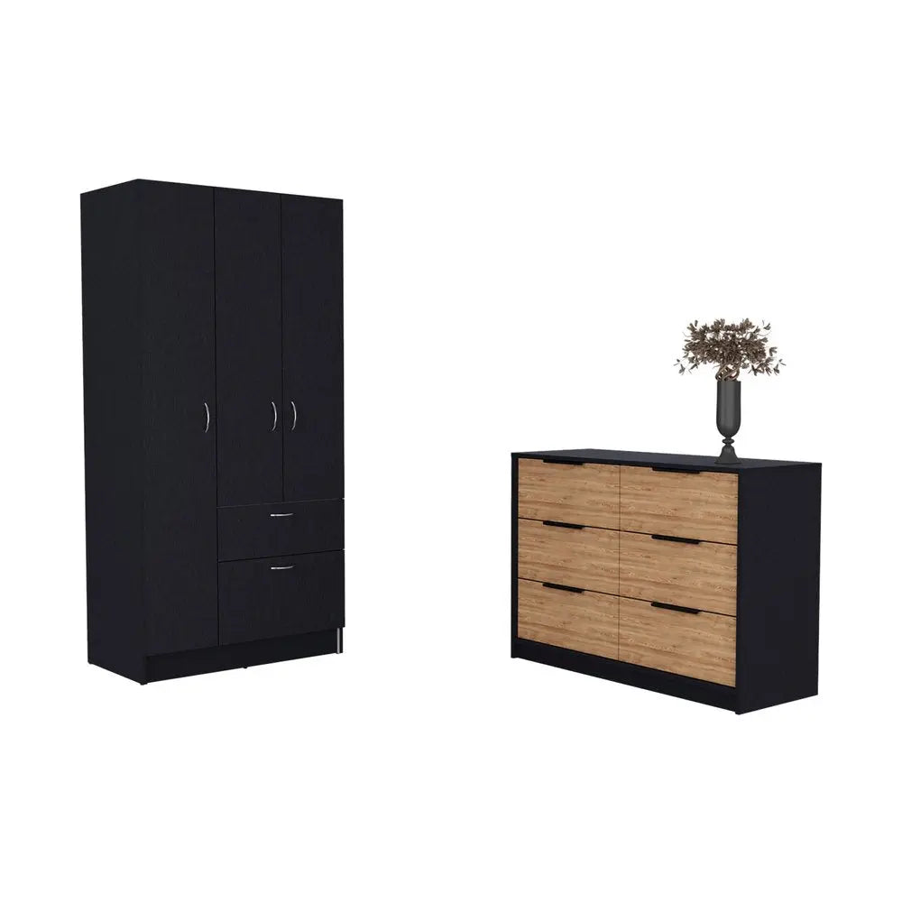 Two Piece Brown and Black Bedroom Set HomeRoots