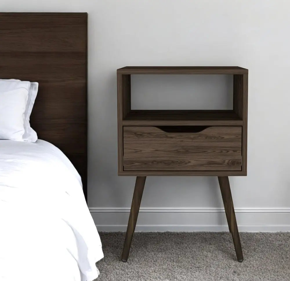 25" Brown Wood One Drawer Nightstand HomeRoots