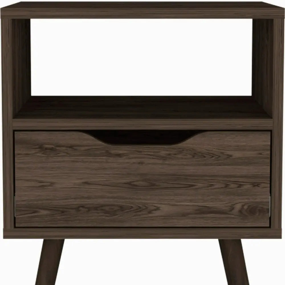 25" Brown Wood One Drawer Nightstand HomeRoots