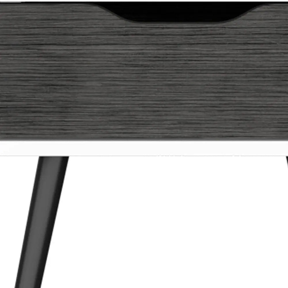 25" Gray And White Wood One Drawer Nightstand HomeRoots